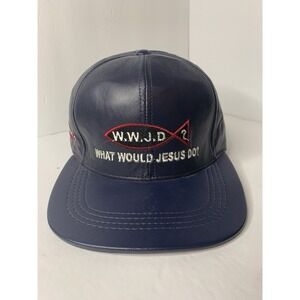 Vintage WWJD What Would Jesus Do Hat Cap Black Leather Made In USA Rare